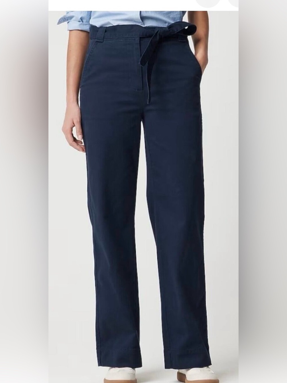 J.Crew Navy Wide Leg Tie Waist Chino Pants Size 12